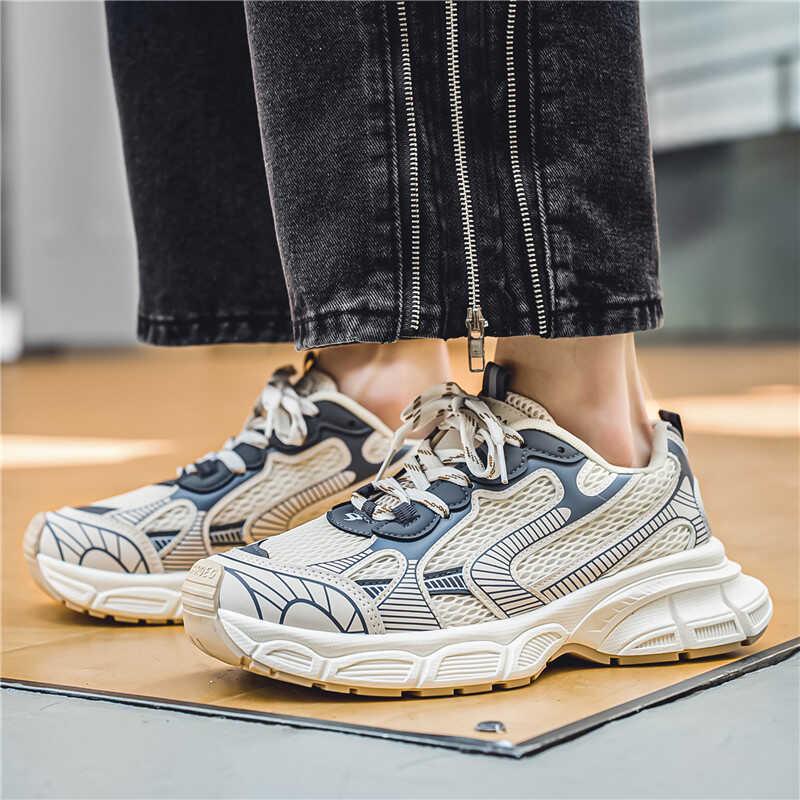 Men's 2024 Summer Mesh Breathable Casual Thick-Soled Sporty Dad Shoes