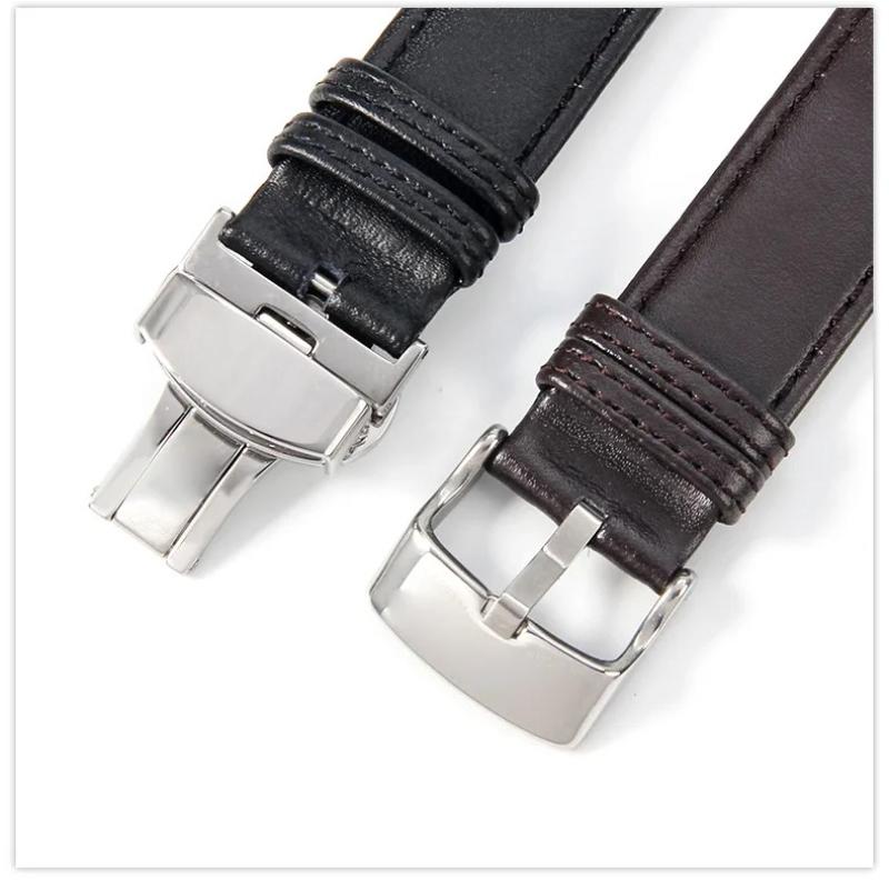 Genuine Leather for Swatch YTS401/402/409/713 YTB400 Pin/Folding Buckle Watchband Watch Strap Bracelet Watch Accessories 20mm