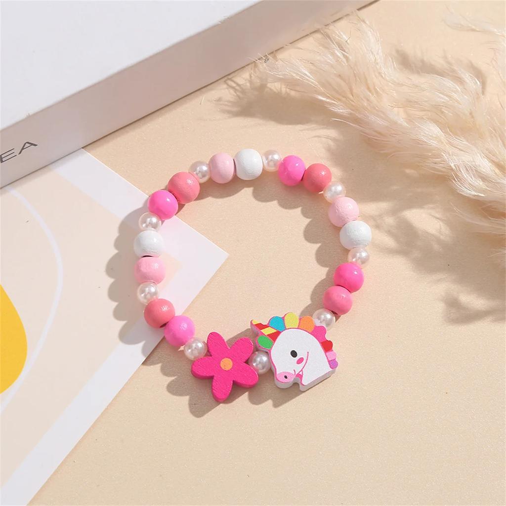 Flowers Fun Beads Cute Bracelet Cartoon Wooden Bracelets Best Friend Style Girls Star Moon Cloud Jewelry Accessories Trend