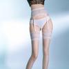 Gourd buckle lace rose flower garter stockings for women, color-blocking aurora over-the-knee one-piece red sexy stockings