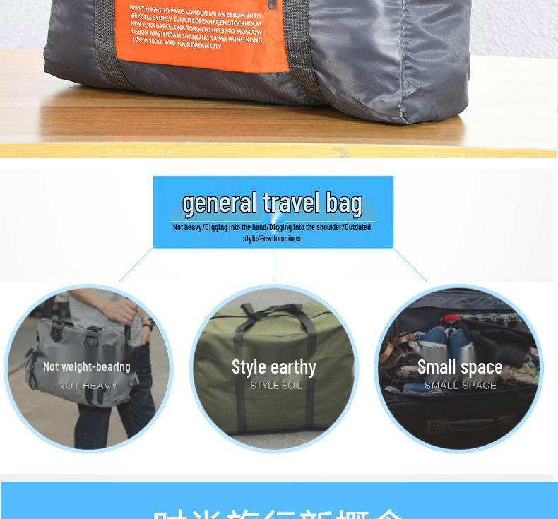 Foldable Large-Capacity Storage Bag with Printed Logo, Trolley Attachment, and Portable Design for Gym and Travel