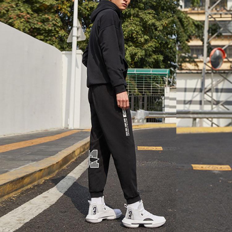 Li Ning Sports Fashion Series Cuffed Loose Fit Sports Long Pants Men Bottoms Black AKLR535-1