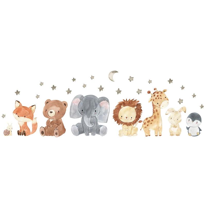 Cartoon Cute Rabbit Hot Air Balloon Clouds Large Wall Stickers for Kids Room Living Room Nursery Decoration Children Wall Decals