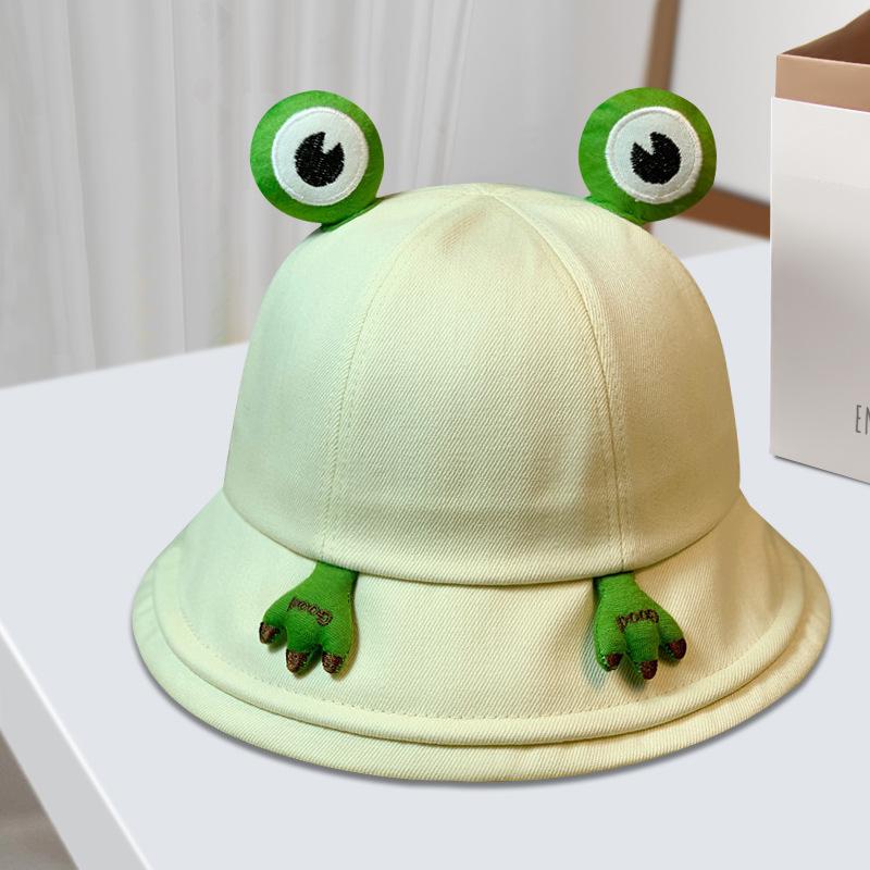 Cute and sweet frog-eye fisherman hat for women and children, suitable for outdoor trips, sun protection, makes the face look smaller, sun-shading