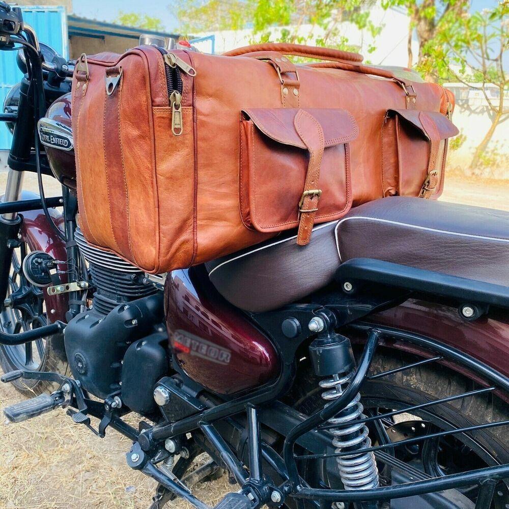 Hnědá Duffel Gym Genuine Vintage Nová kožená cestovní taška na kozí zavazadla