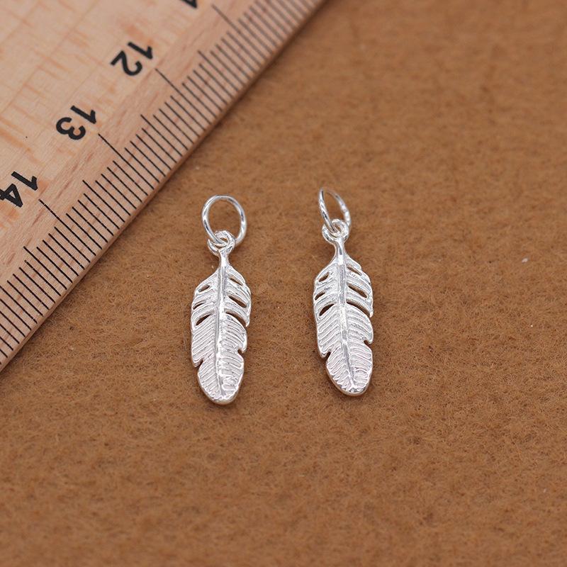 Buyee 925 Sterling Silver Earring DIY Jewelry Accessory Feather Pendant Charms for Woman Bracelet DIY Jewelry Marking Finding