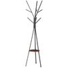 Freestanding Metal Coat Rack Stand 9 Hooks Clothes Tree with 1 Shelf Hat Display Hall Tree Hanger Bag Umbrella Hanging Organiser Brown