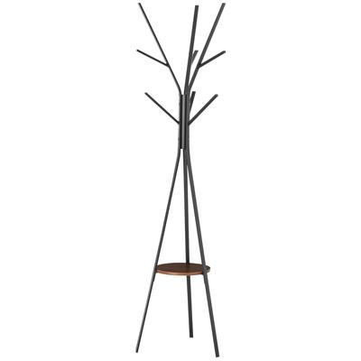 Freestanding Metal Coat Rack Stand 9 Hooks Clothes Tree with 1 Shelf Hat Display Hall Tree Hanger Bag Umbrella Hanging Organiser Brown