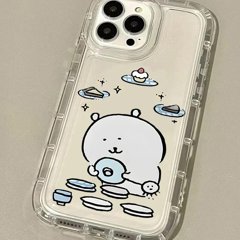 

Shockproof Clear Phone Case For iPhone 17 Air 16 e 15 14 13 12 11 Pro Max Plus Mini SE 2020 2022 Lovely Fun White Bear Cover iPhone 13 mini