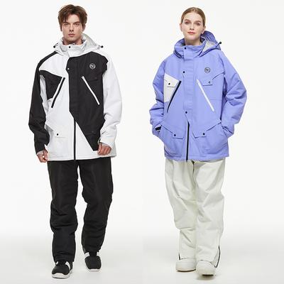 Pánský a dámský lyžařský oblek Outdoorový zimní teplý snowboardový oblek Vodotěsný Větruodolný Lyžařská bunda a kalhoty Set Nadměrný Prodyšný Zateplený Sněhový oblek