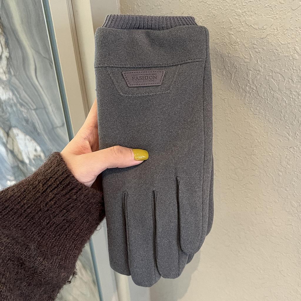 Gloves for Men  Winter Warm Velvet and Thickened Outdoor Riding Electric Bike  Windproof and Cold Proof  Touch Screen Five Finger Gloves