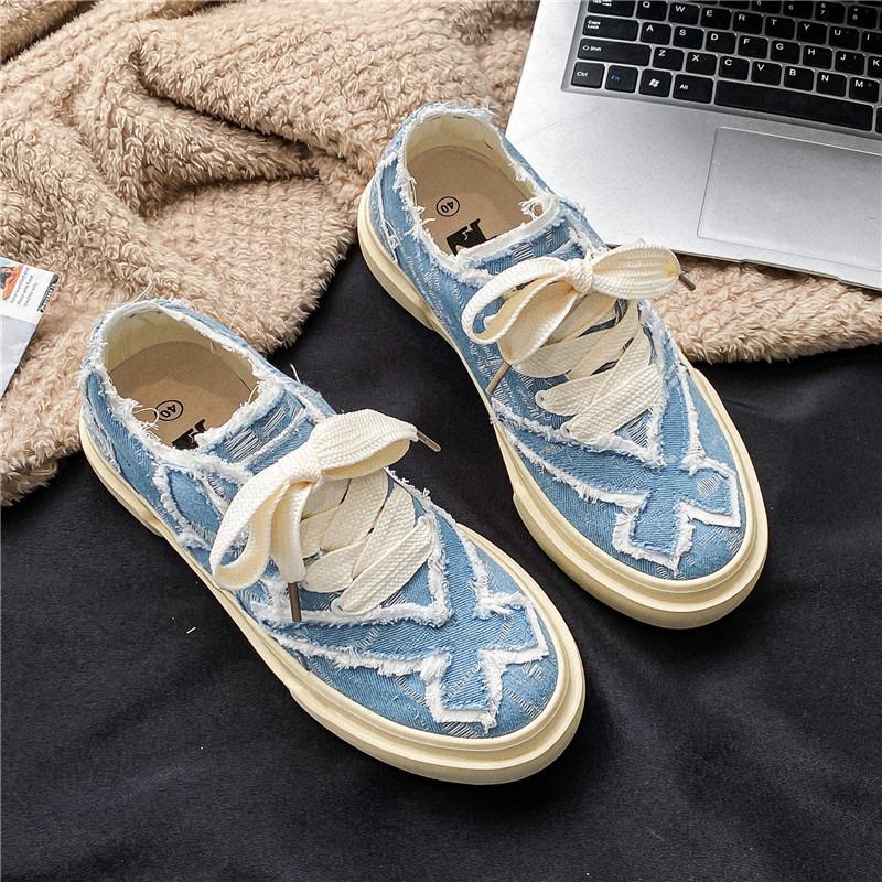 Vintage Men Tassel Canvas Shoes New Platform Sneakers Flat Non-slip Skateboard Shoes Male Lace-up Casual Shoes Tenis Para Hombre