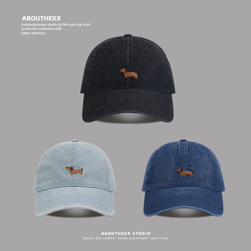 Cappellino da baseball in denim ricamato Dachshund per primavera ed estate, regolabile da donna, parasole da esterno, tempo libero, morbido, cappello da uomo
