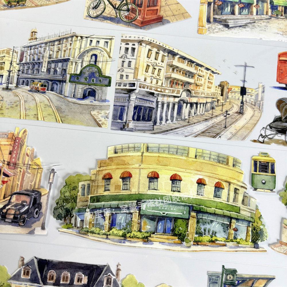 Washi Pet Tape A796 Old Shanghai Landscapes Buildings Antique Scrapbook Collage Diy Cards Stickers Diy Card