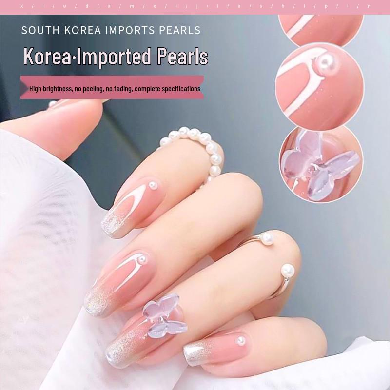 Korean Iridescent AB Pearl Nail Art Stickers - Various Sizes & Shapes