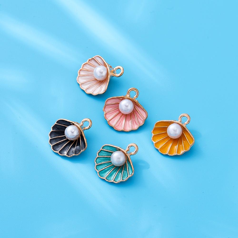 10Pcs Ocean Starfish Shell Charms With Imitation Pearl Pendants For Necklace Bracelet Pendants DIY Jewelry Making Accessories