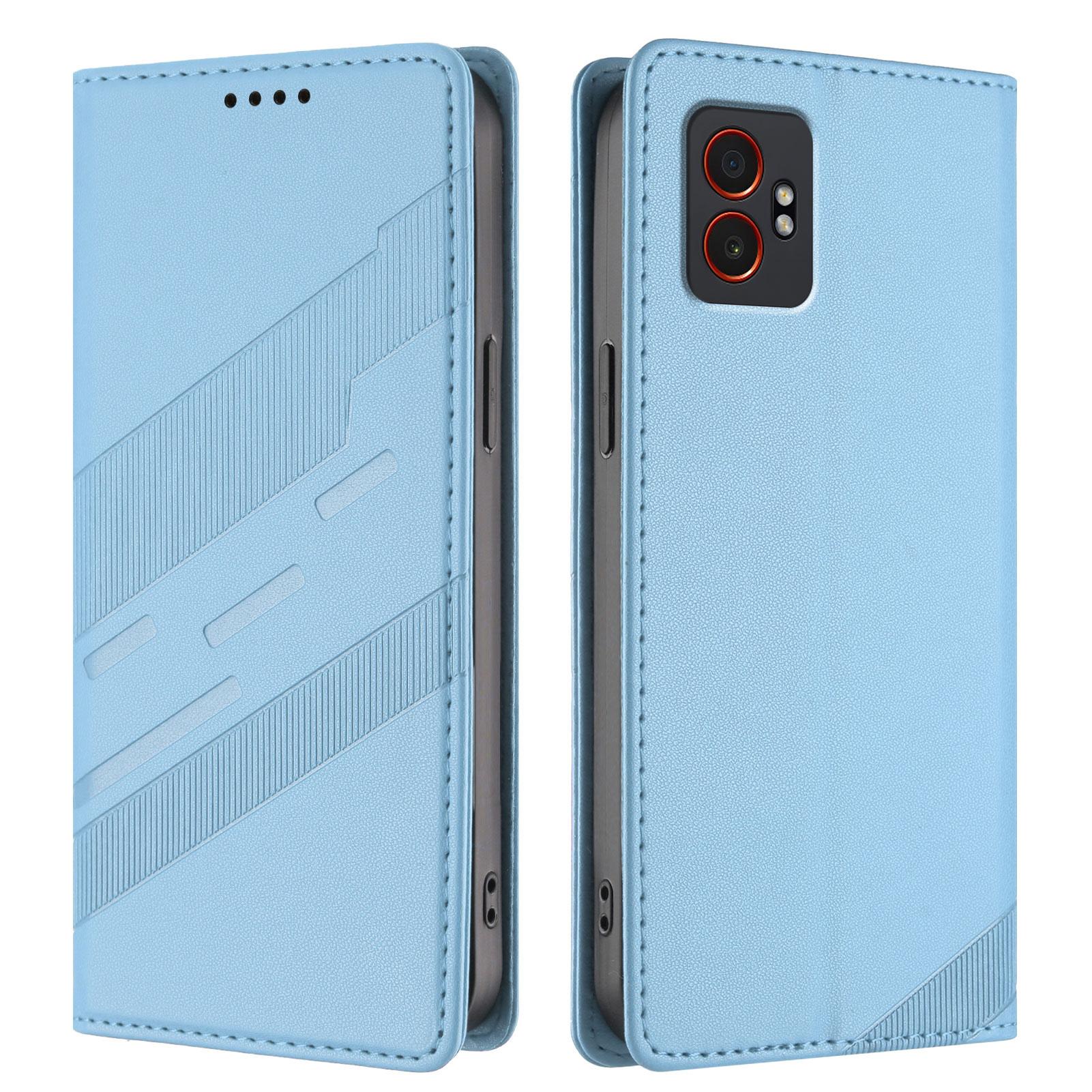 

For Samsung Galaxy XCover7 Pro Phone Cases Punk Style Imprinted Wallet Stand Leather Cover Baby Blue