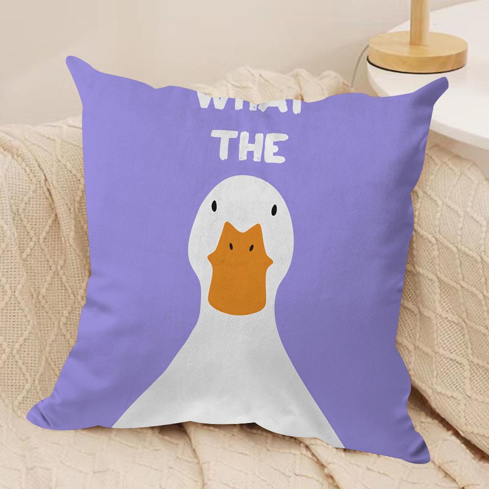 Funny What the Duck Art Cushion Cover Pillowcase Ultra Soft Skin Friendly Fabric Cloud Like Comfort  Concealed Zipper