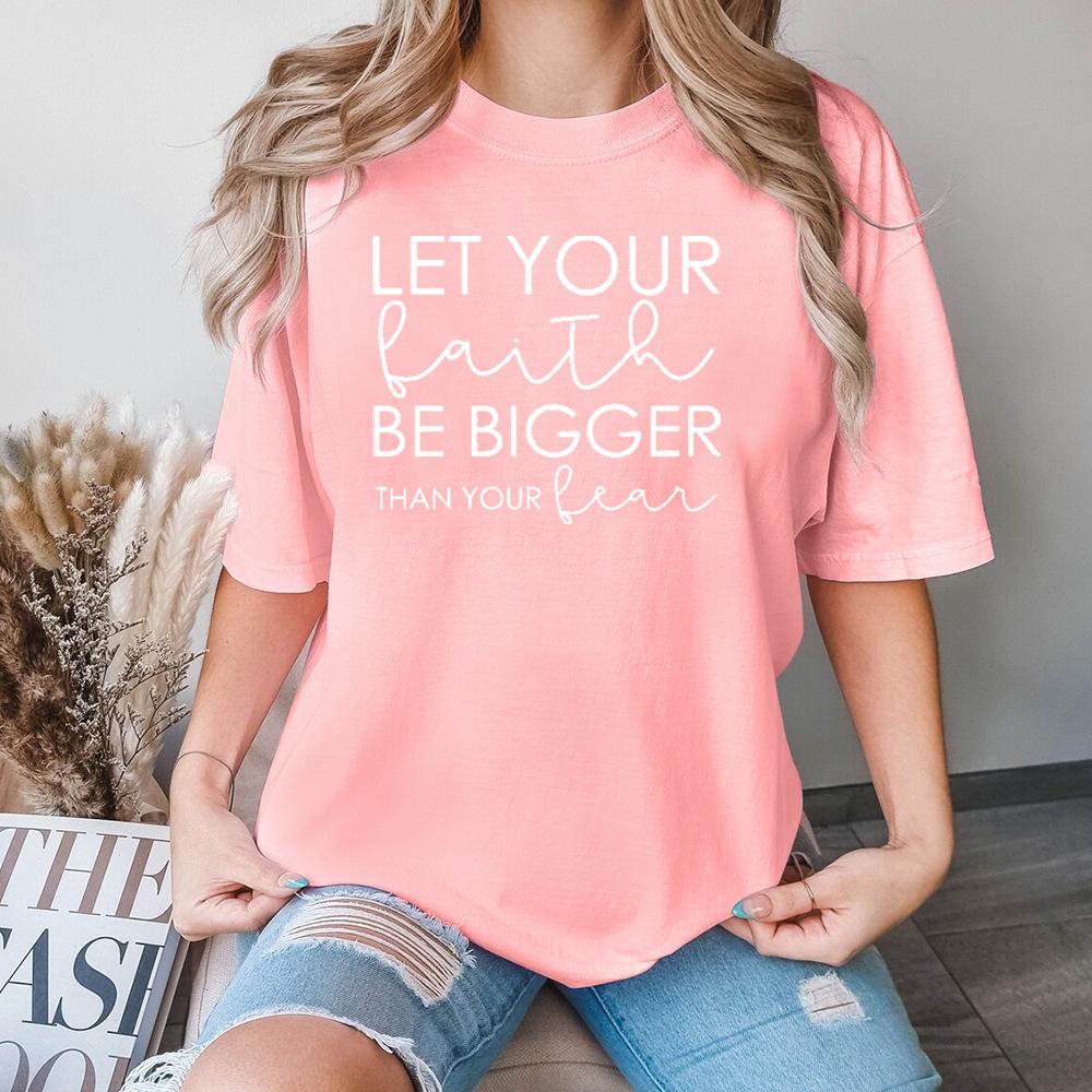Let You Be Big Pattern Cotton T-Shirt Short Sleeve Round Neck Women 2d Print Tops