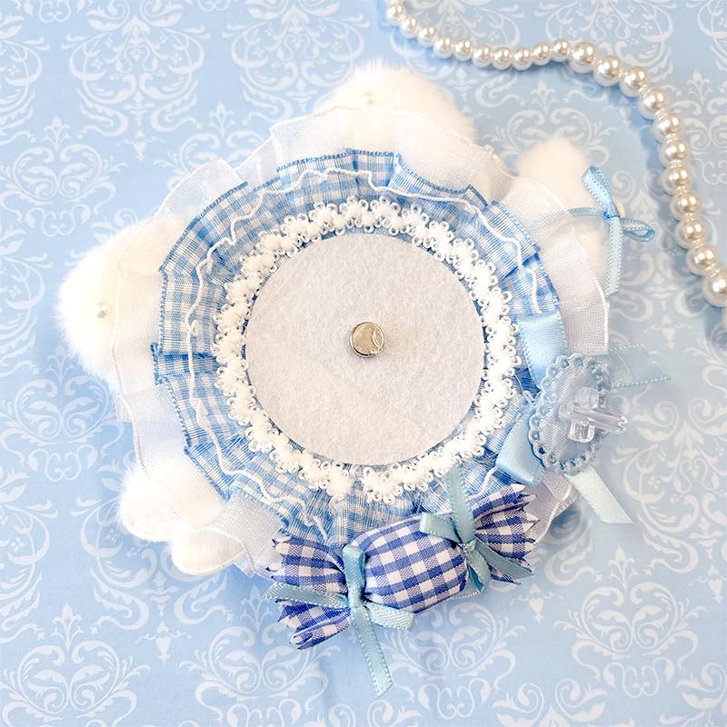 Fluffy Cat Ear Candy Rosette [Ita-Rosette Badge] Light Blue, 56mm, 57mm, 58mm [Used]
