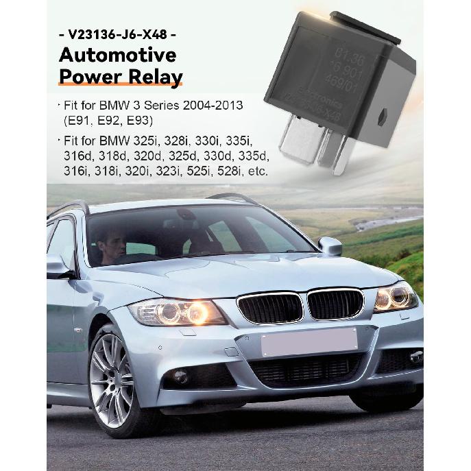 V23136-J6-X48 Automotive Power Relay Fit for BMW Does Not Start E90 E91 E92 E93 Cas Module Relay 4 Pin A/C Mini 12V 70A