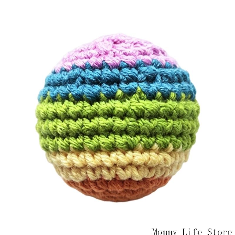 User Friendly Handmade Knit Ball Toy Knitted Footbag For Children Feel Stimulation And Stress Relief Activity