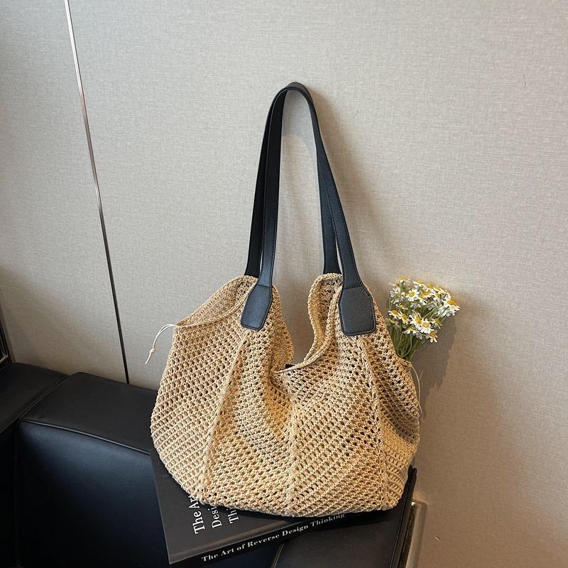 Niszowa torebka z plecionki siatkowej na wakacje nad morzem, damska nowa torebka pod pachę o dużej pojemności, torba tote do dojazdów do pracy