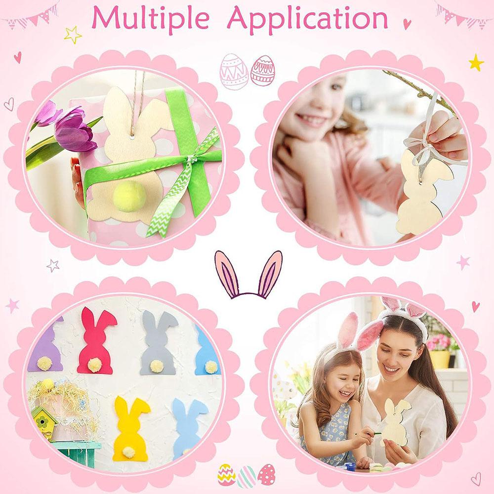 20 Stück Kaninchen Holzausschnitte Dekoration Hase Holzornamente Feiertagsdekor Holzanhänger für Bastelarbeiten