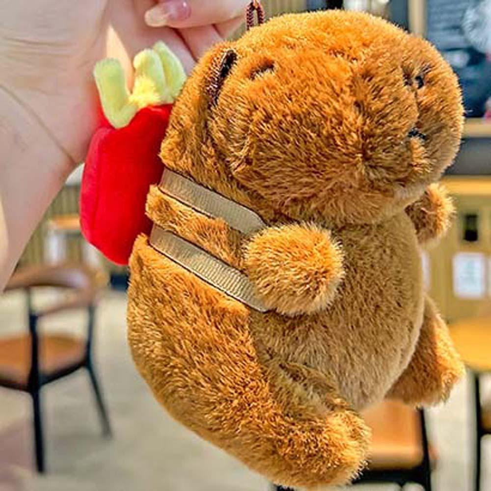 Funny Plush Animal Pendant Soft Cartoon Doll Keychain Kawaii Capybara Key Ring  Girls