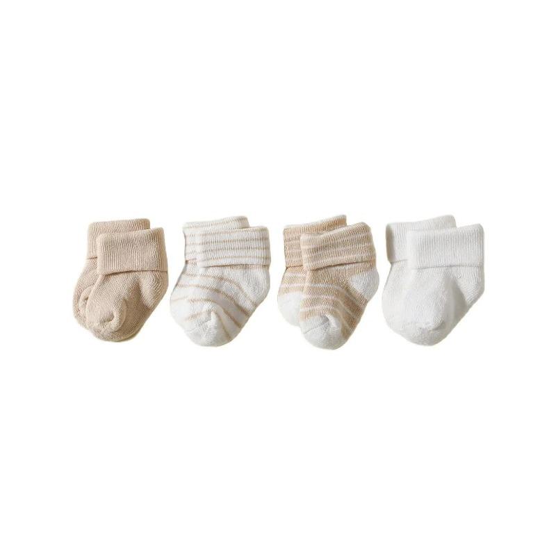 4 Pairs Baby Socks 0-12 Months, Non-Slip Infant Soft Socks for Boys and Girls, Newborn Baby Cute Ankle Socks Spring and Autumn