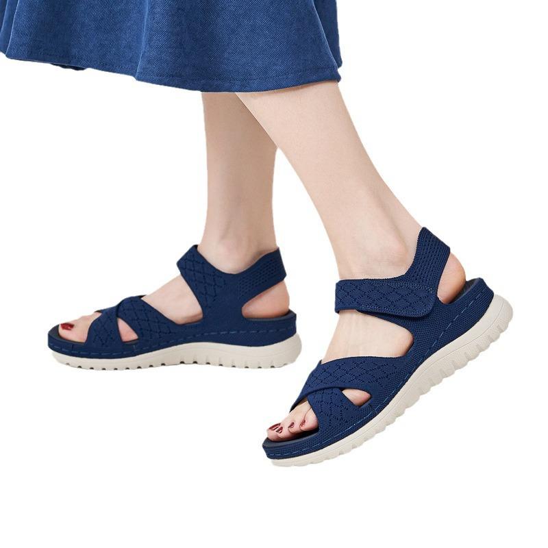 European And American Sports Casual Sandals New Velcro Hollow Thick-Soled Women's Sandals Lightweight Comfortable And Simple