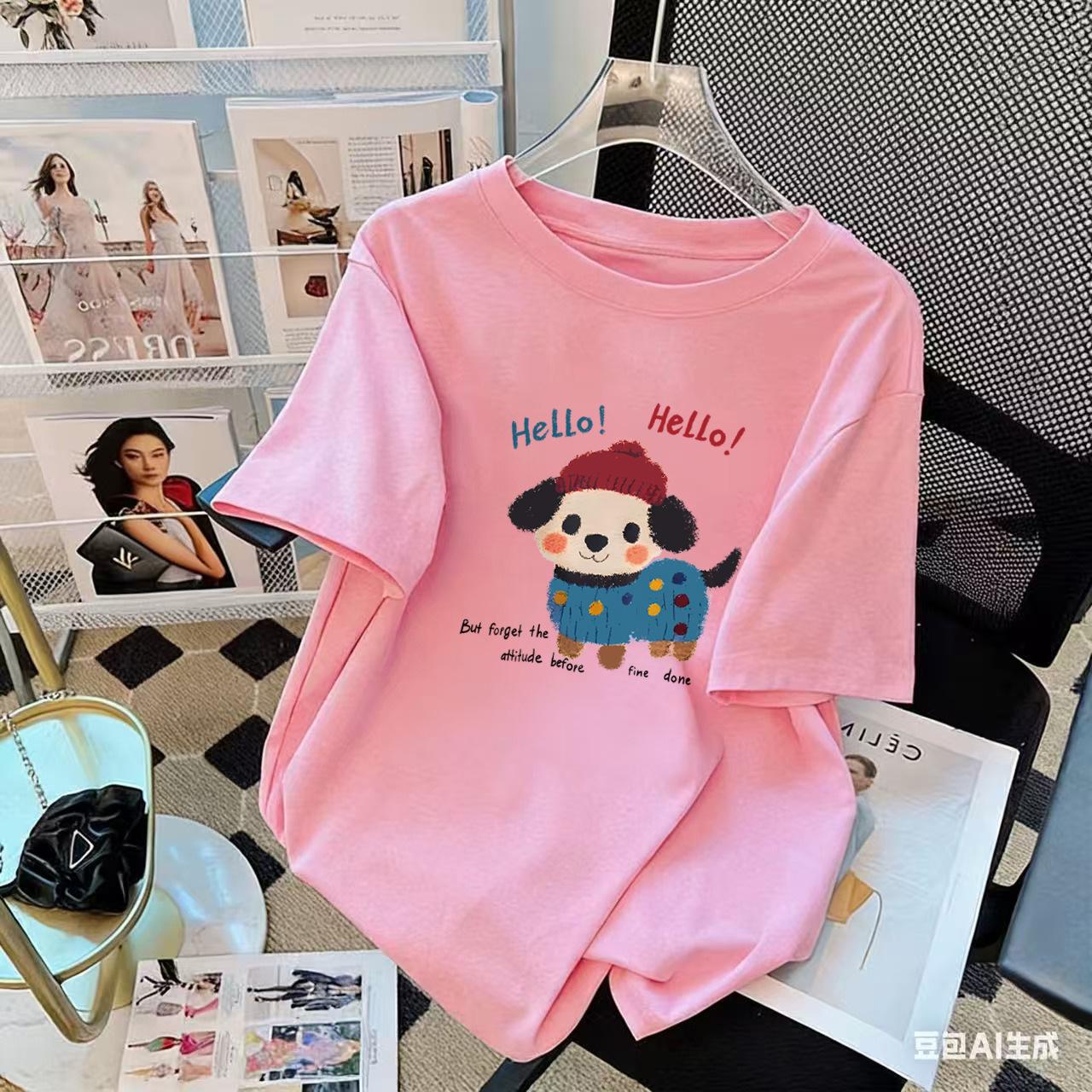 Girls Pure Cotton Short Sleeve T Shirt Summer Loose Round Neck Top For Big Kids 110