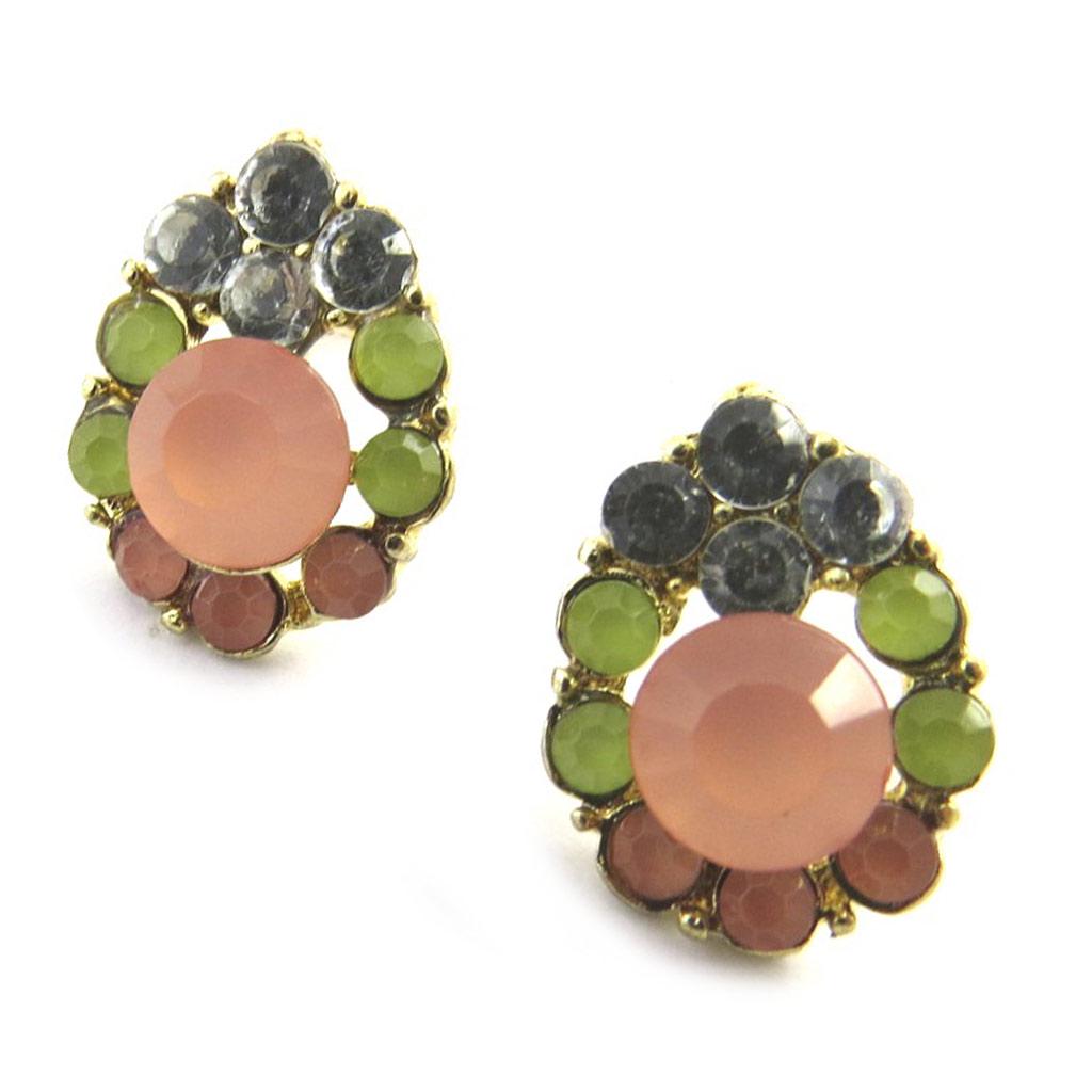 Les Trésors De Lily [M8152] - Orange Green 'Sissi' Designer Earrings