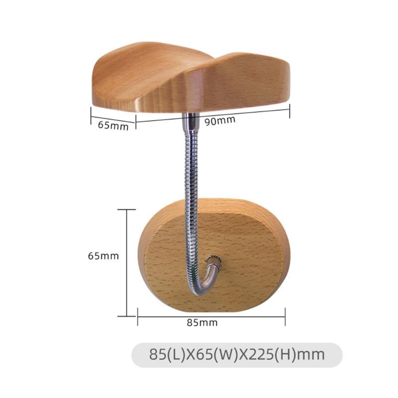 Adjustable Wood And Aluminum Alloy Headphone Stand Space Efficient Wall Mount Design Display Shelf Organiser