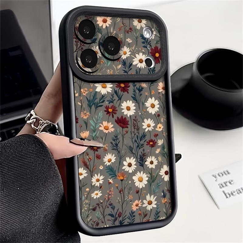 Shockproof Phone Case For iPhone 17 Pro Max Case iPhone 16 15 14 13 Pro Max 11 17e 16e Daisies Flowers Print Soft Silicone Bumper Cover