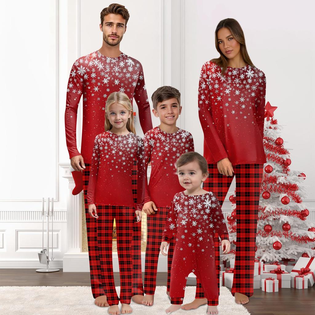 Christmas Prints Family Matching Long Sleeve Tops+Pants Set Family Matching Sets