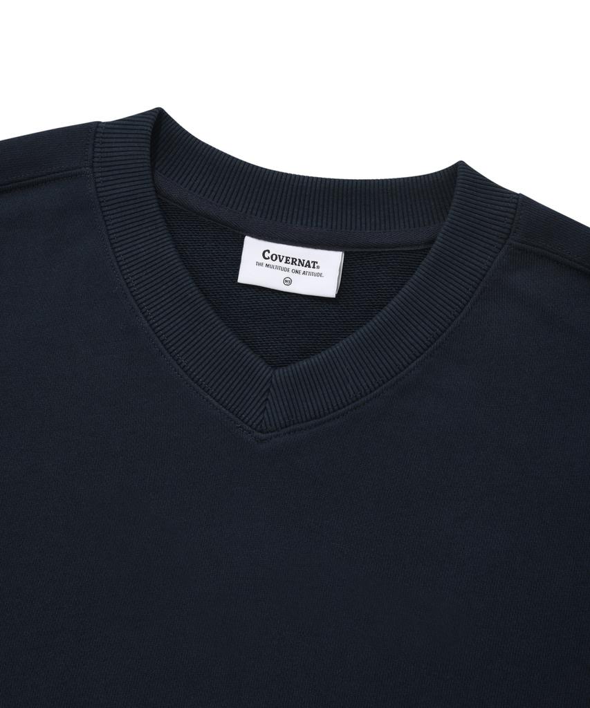 COVERNAT WOMAN Crop V-Neck Sweatshirt Navy