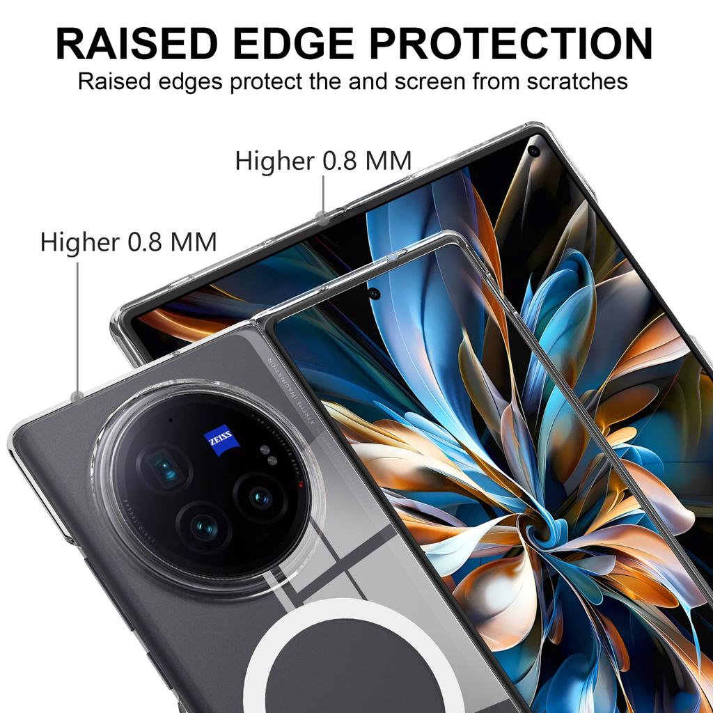 For Vivo X Fold3 Case Compatible with MagSafe TPU+Acrylic Clear Phone Cover