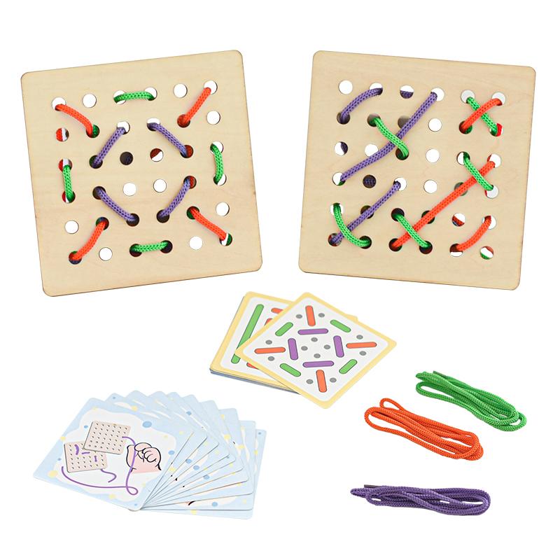 Montessori Animal Threading Wooden Toys Kids Toys Learn Basic Life Skills Teaching Aids Fine Motor Early Educational Toys Gifts