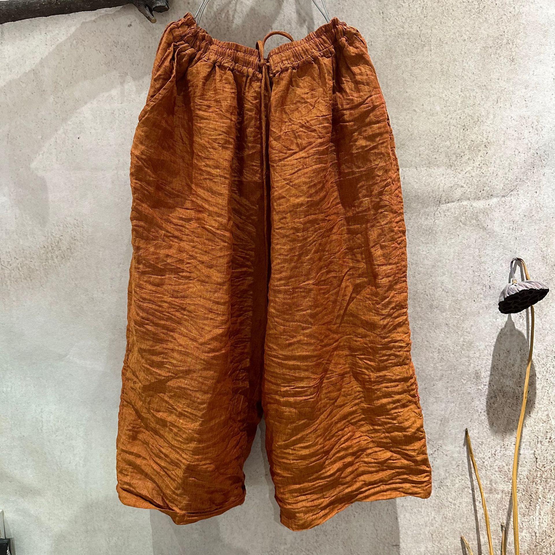 

Johnature Women Vintage Wide Leg Pants Solid Color Loose Autumn Trousers Loose High Quality Long Pants One Size оранжевый