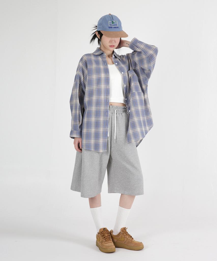 UMM Women'S Pocket Oversized Check Shirt 2 Colors