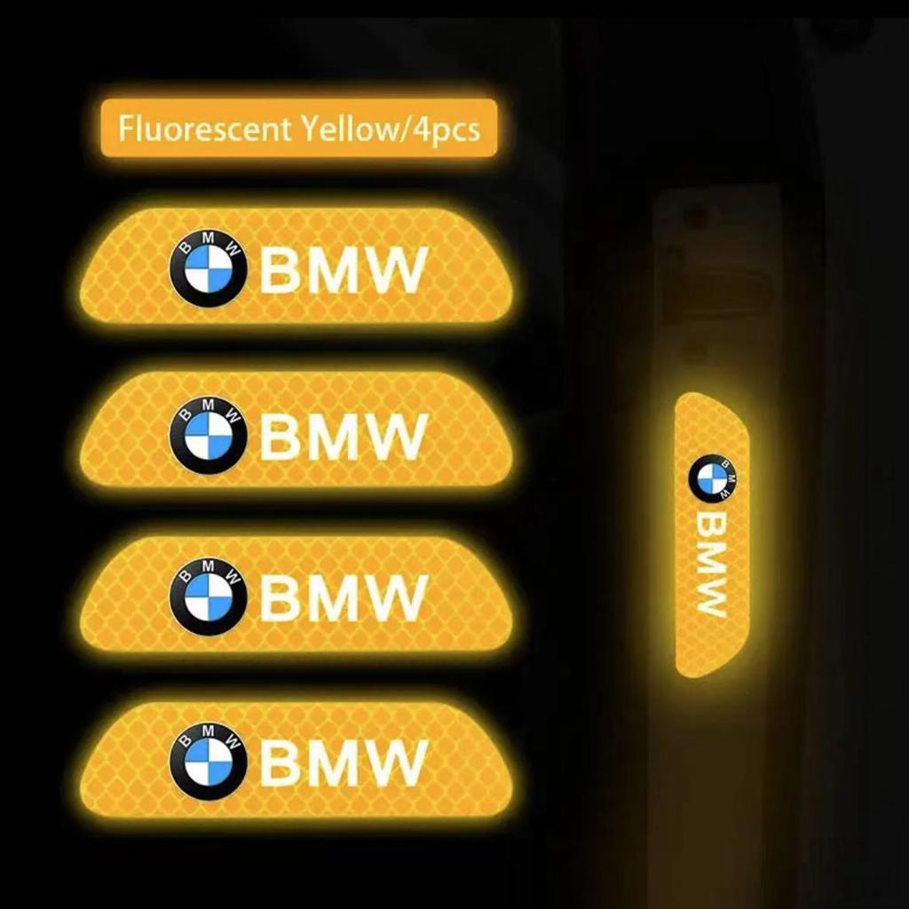 4Pcs/Set Car Door Stickers DIY Car BMW M Reflective Tape Warning Mark Reflective Open Notice Bicycle Accessories Car Decoration