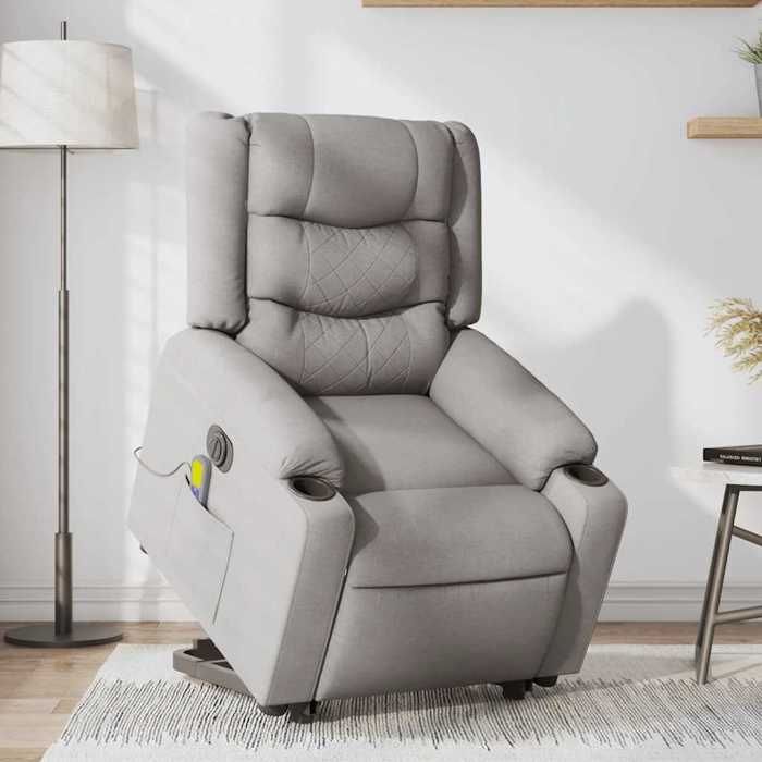 VidaXL Fauteuil inclinable de massage électrique gris nuage tissu 3310288