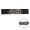 Ceinture large élastique noire élégante vintage à boucle métallique pour femmes, décoration pour manteau, robe, ceintures