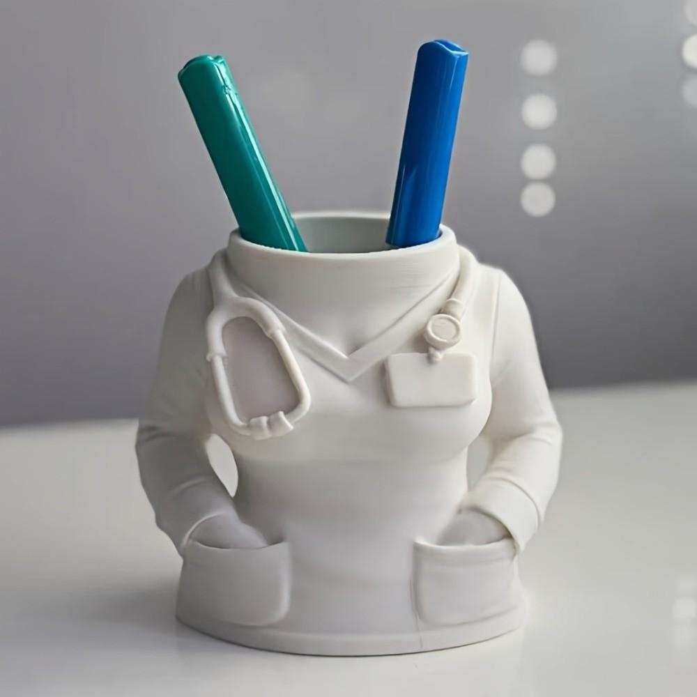 Creative White Coat-Shaped Pen Holder Multifunctional Stationery Organizer  Gift for Doctors Nurses