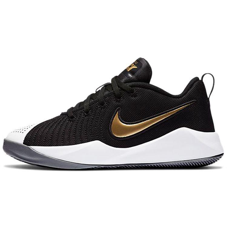 

Nike Team Hustle Quick 2 Черный Металлический Золотой (GS) Детские кроссовки светло-серо-белые AT5298-010 39