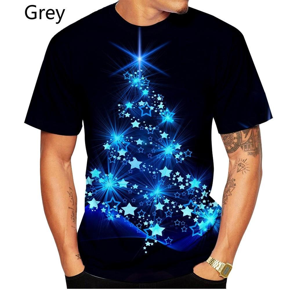 2025 New Fashion Christmas Tree Colorful Tree 3d Printing T-Shirt Men Women Summer Casual Short Sleeve Shirt Tops