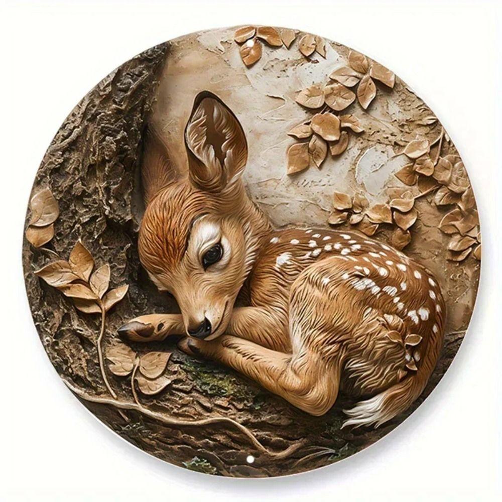 

Vintage Round Wreath Mask Aluminum Wall Art Panel 20x30cm