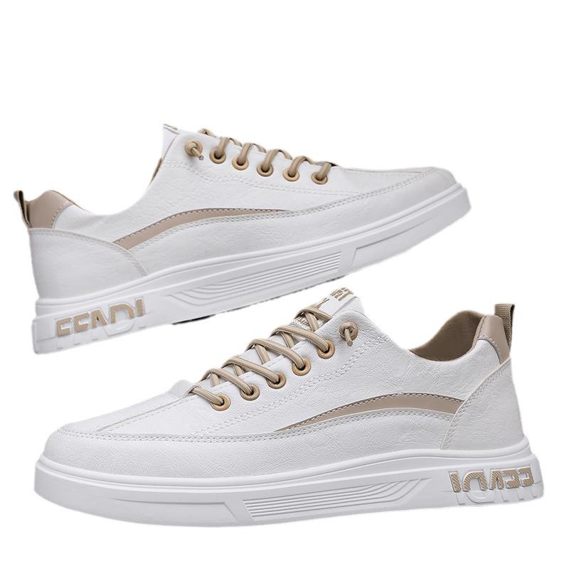 Spring Men's Shoes New Little White Shoes Men's Casual Sports Board Shoes Student Teenager Leather Trendy Shoes
