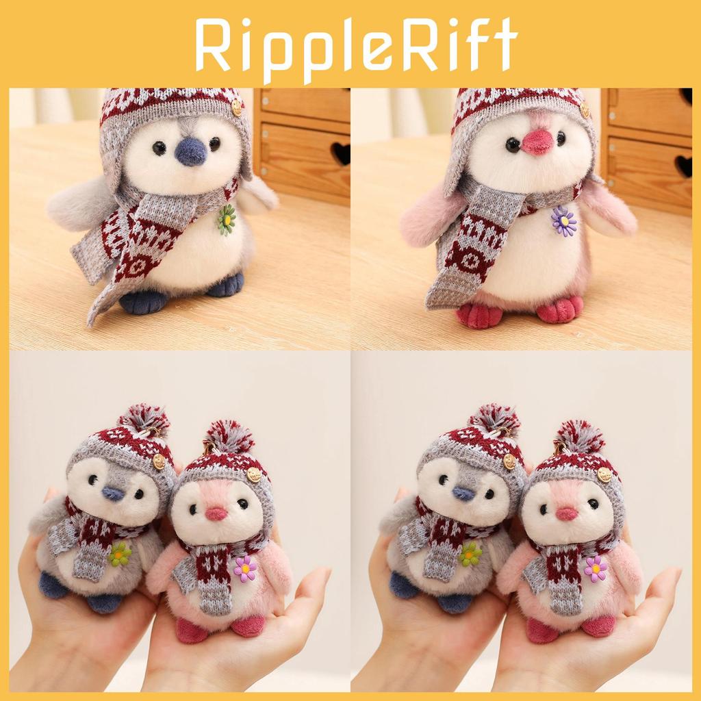 Penguin Plush Keychain With Knitted Scarves And Hat For Gift And Decoration